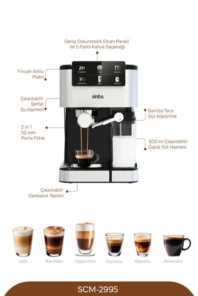 SİNBO SCM-2995 ESPRESSO KAHVE MAKİNASI - 4