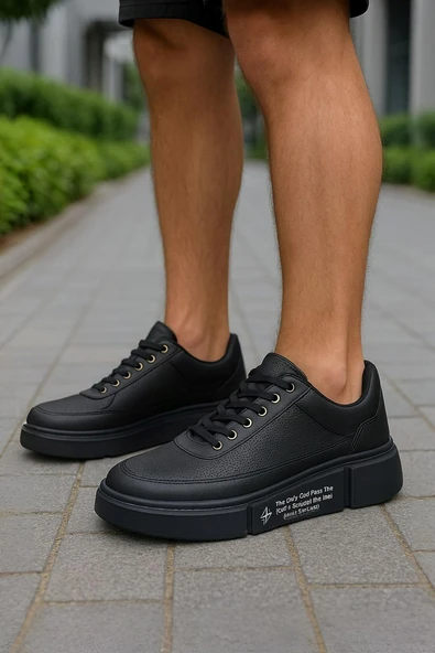 Günlük Erkek Spor Ayakkabı Bağcıklı Dikiş Detaylı Hafif Kalın Yüksek Taban Sneaker MC06 - 5