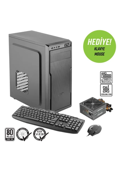 Green Ava Plus Skd 1X120MM 2x2.0 USB Bilgisayar Kasası (400W 80+ Standart Sertifikalı UPS)