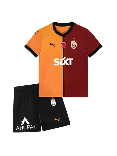 Galatasaray Orijinal Lisanslı 24-25 Sarı - Kırmızı 5 Yıldızlı Çocuk Forma Set - 3