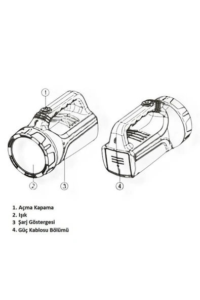 Cata CT-9952 Şarjlı Gemici Güçlü Led Işık Kamp Lambası Power Led El Feneri - 6