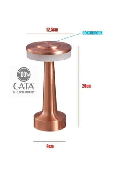 Cata Dekoratif Masa Lambası Oslo Dokunmatik Abajur 3 Mod Kademeli Şarjlı 8435 - 4