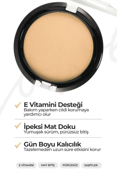 Mineral Compact Powder Kusursuz Mat Bitişli Kompakt Pudra Ivory Beige - 4