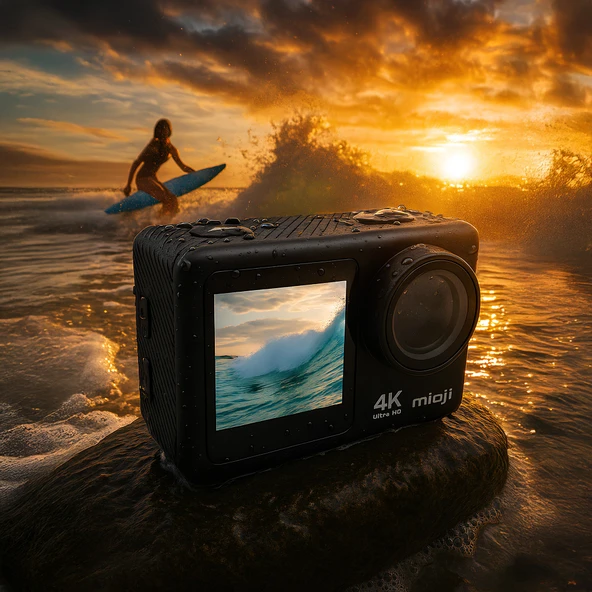 Mioji Action 12X 4K 60FPS 20MP Çift Ekran Wifi 170° Aksiyon Kamerası