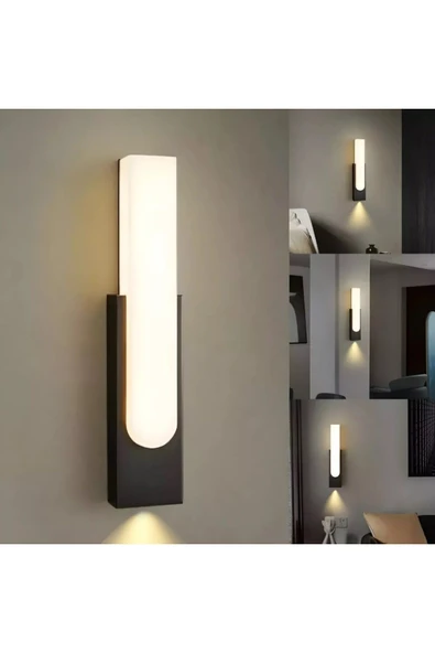 Cata 10 W Hawai İki Yönlü Led Duvar Aplik - Gün Işığı (3000K) - Siyah - IP54 - CT-7067 - 3