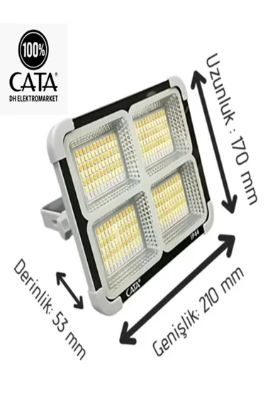 Cata 200W 6400K Taşınabilir Şarjlı Solar LED Projektör CT-4698 - 8