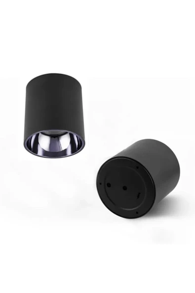 Cata Dekoratif Tekli Foça Spot Kasası - Siyah & Krom Kasa - Yuvarlak - Sıva Üstü - CT-5421SP - 2