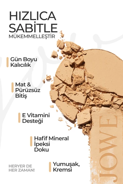 Mineral Compact Powder Kusursuz Mat Bitişli Kompakt Pudra Ivory Beige - 2