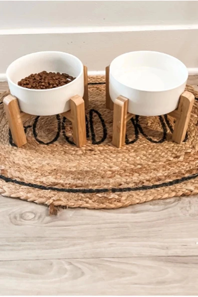 MatGo Pati Kedi Köpek Beslenme Mama Su Kabı Seramik Kaseli 500Ml Hacimli Kaymaz Şık ve Hijyenik 2’li Set - 1