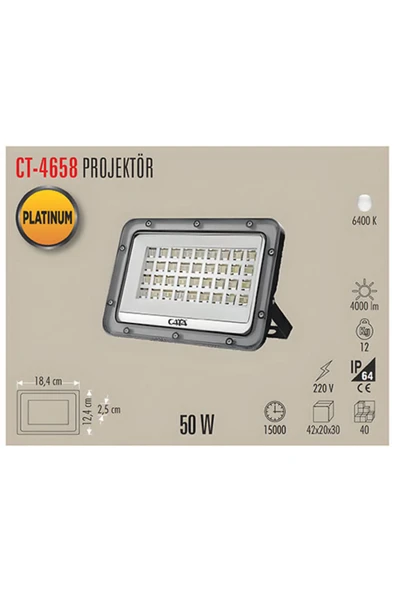 Cata CT-4658 50W SLİM LED PROJEKTÖR/BEYAZ