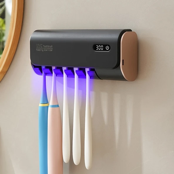 Mioji Mio UV5F Pro 2600mAh Şarj Edilebilir UV Sterilizatörü Diş Fırçası Tutucusu Siyah - 1