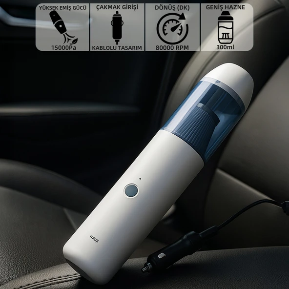 Mioji Mio 3C 15000Pa Araç Süpürgesi - Beyaz