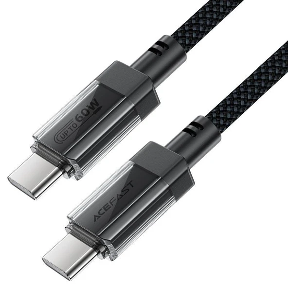 Acefast USB-C to USB-C PD60W Güç 1.2 Metre Kablo PPS 2.0 - Super Hızlı Şarj - Apple Uyumlu Type-C Şarj Data Kablosu - C12-03 - 1