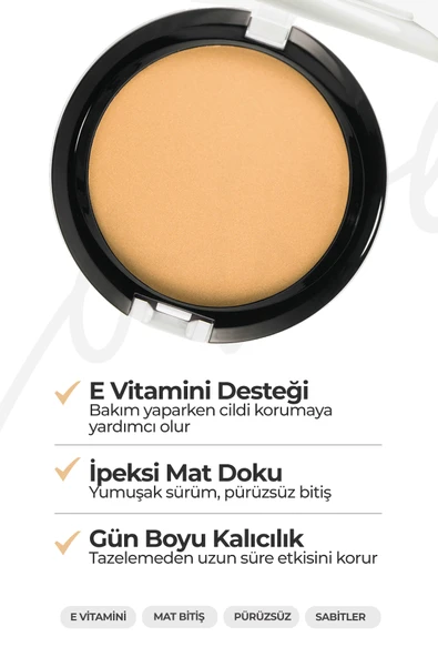 Mineral Compact Powder Kusursuz Mat Bitişli Kompakt Pudra Soft Beige - 3