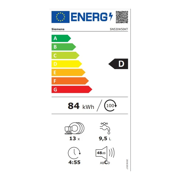 Siemens SN53IW50KT IQ300 D Enerji Sınıfı 4 Programlı Yarı Ankastre Bulaşık Makinesi - 2
