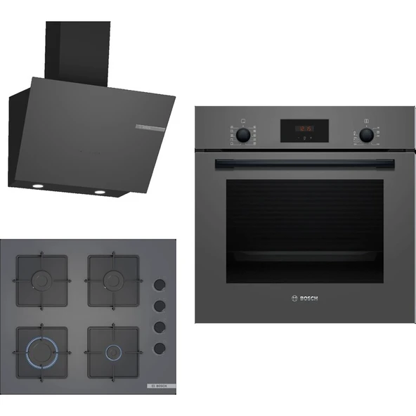 Bosch Ankastre Gri 3 Lü Set 308 (HBF512BH1T-POP6C9P30O-DWK66PJ70T) - 1