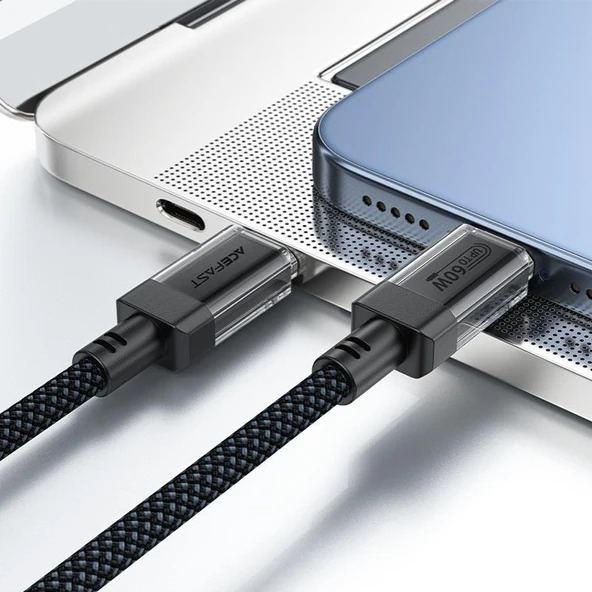 Acefast USB-C to USB-C PD60W Güç 1.2 Metre Kablo PPS 2.0 - Super Hızlı Şarj - Apple Uyumlu Type-C Şarj Data Kablosu - C12-03 - 5