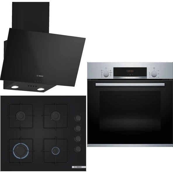 Bosch Siyah 3'lü Ankastre Set 329 ( HBF534ES3T - POP7C6P30O - DWK66PJ60T ) 67 cm Ocak - 1