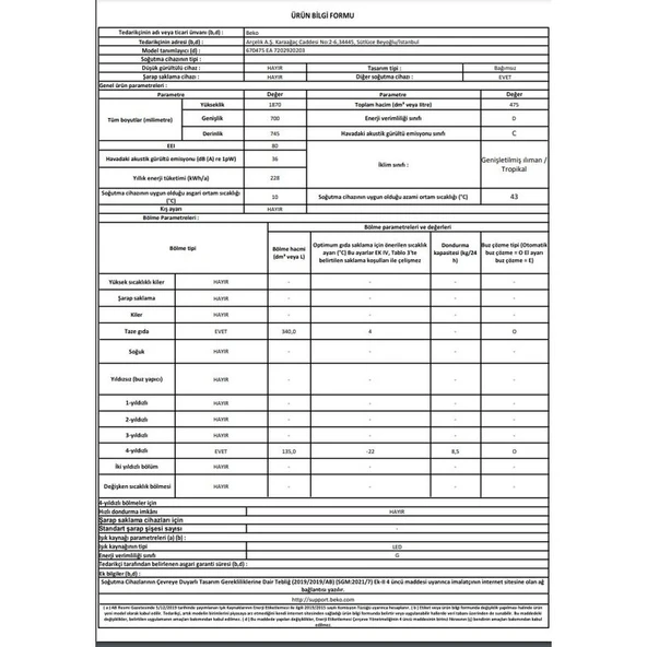 Beko 670475 Ea Siyah antrasit D Enerji Sınıfı 475 lt No Frost Buzdolabı - 5