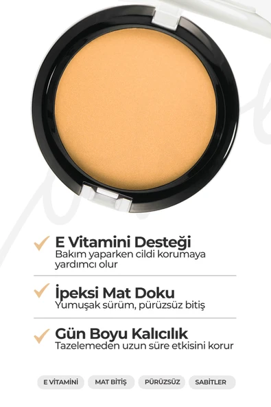 Mineral Compact Powder Kusursuz Mat Bitişli Kompakt Pudra Golden Beige - 4