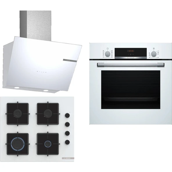 Bosch Beyaz 3 Lü Ankastre Set 279 ( HBF512BW1T - POP6C2P30O - DWK66PJ20T ) - 1