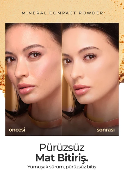Mineral Compact Powder Kusursuz Mat Bitişli Kompakt Pudra Soft Beige - 2