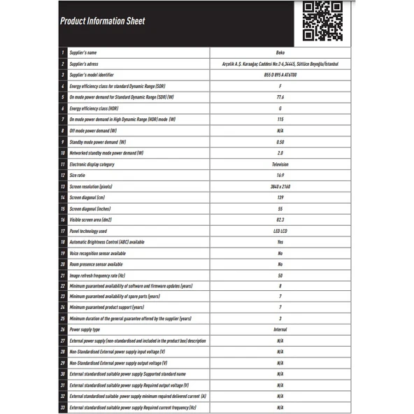 Beko B55 D790 B 55" 139 Ekran Uydu Alıcılı 4K Ultra HD Smart LED TV - 6