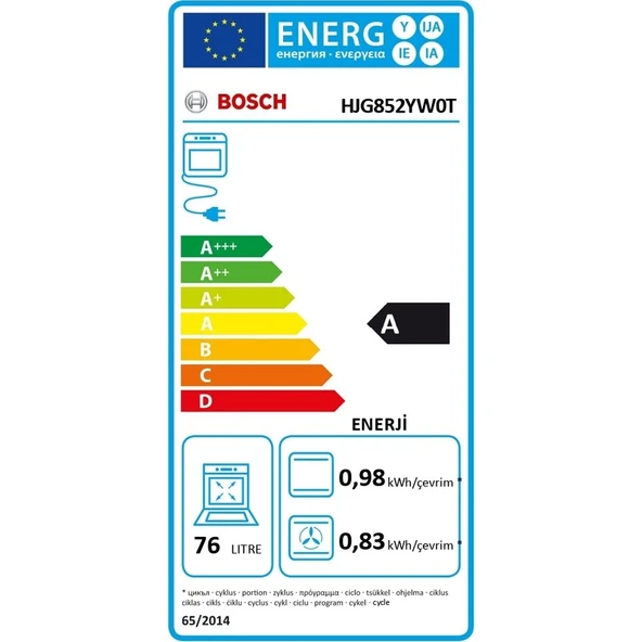 Bosch HJG852YW0T 76 Lt 8 Programlı Buhar Destekli Beyaz Ankastre Fırın - 2