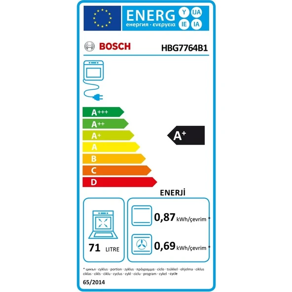 Bosch HBG7764B1 71 Lt Siyah Ankastre Fırın - Resim 4