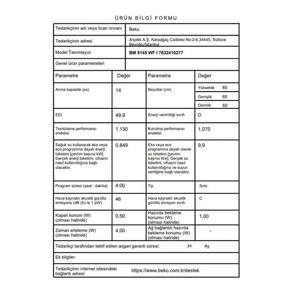 Beko Bm 5145 Wf I Inox Bulaşık Makinesi( wi-fi özellikli) - 7