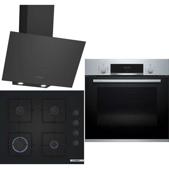 Bosch Siyah 3'lü Ankastre Set 330 ( HBF534ES3T - POP6C6P30O - DWK64PJ60T ) - 1