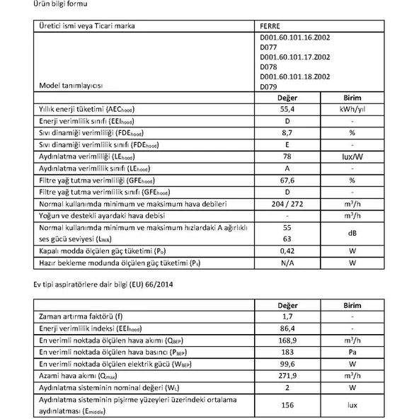 Ferre D078 Flowart Serisi Tek Cam Dokunmatik 60 cm Beyaz DAVLUMBAZ-500M3 - 3