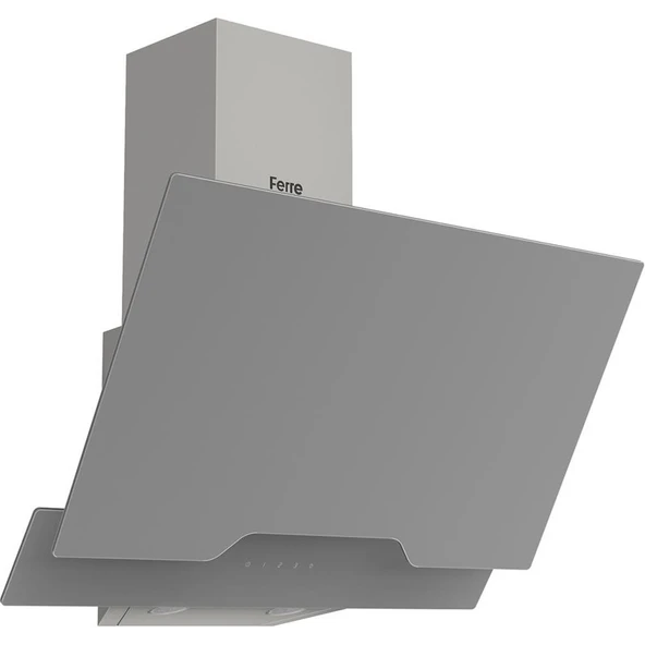Ferre D065 Çift Camlı Girin Tili Dokunma Tik 60 cm Gri Davlumbaz - 1