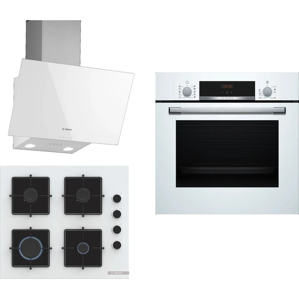 Bosch Beyaz 3 Lü Ankastre Set 298 ( HBF512BW1T - POP6C2P30O - DWK63PJ20T ) - 1