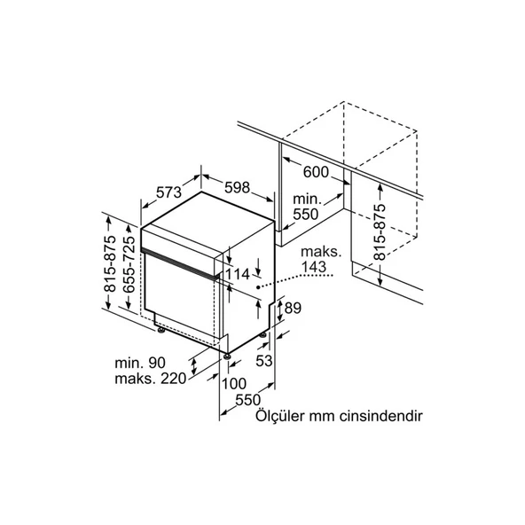 Bosch SMI4IMS62T 6 Programlı Yarı Ankastre Bulaşık Makinesi - Resim 3