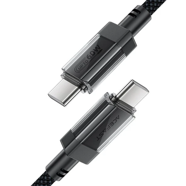 Acefast USB-C to USB-C PD60W Güç 1.2 Metre Kablo PPS 2.0 - Super Hızlı Şarj - Apple Uyumlu Type-C Şarj Data Kablosu - C12-03 - 3