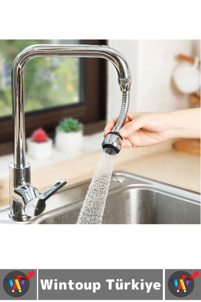 Premium 360 Derece Dönebilen Su Tasarruflu 2 Modlu Hortumlu Dayanıklı Spiral Esnek Musluk Başlığı - 2