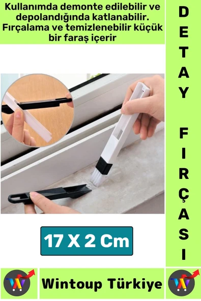 Ergonomik Elektronik Kapı Pencere Köşe Zor Nokta Çok Amaçlı MİNİ Detay Temizlik Fırçası Faraş 2 in 1