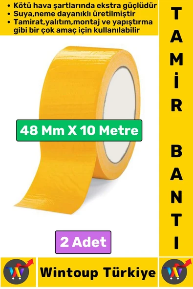 Ultra Güçlü Su Neme Dayanıklı Çok Amaçlı Montaj Onarım İzolasyon Tamir Bantı Sarı 48 Mmx10 Mtr 2 Adt