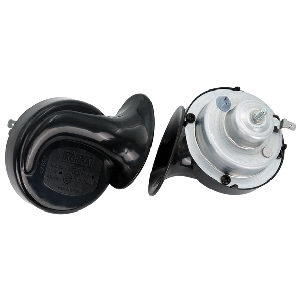 Korsa 12V Tek Fişli İnce Kalın Ses Salyangoz Korna 2'li Takım