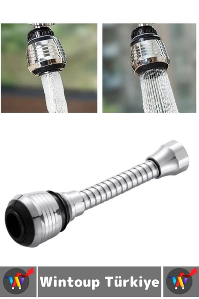 Premium 360 Derece Dönebilen Su Tasarruflu 2 Modlu Hortumlu Dayanıklı Spiral Esnek Musluk Başlığı - 3