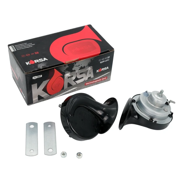 Korsa 12V Tek Fişli İnce Kalın Ses Salyangoz Korna 2'li Takım - 2