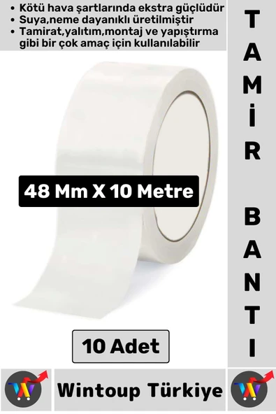 Ultra Güçlü Su Neme Dayanıklı Çok Amaçlı Montaj Onarım İzolasyon Tamir Bantı Beyaz 48 Mmx10 Mt 10 Ad ürün görseli