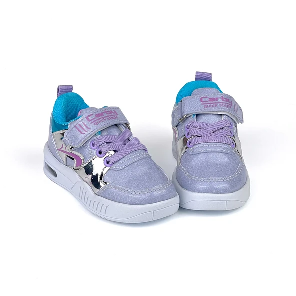 Kız Bebe Lila Işıklı Cırtlı Sneaker Spor Ayakkabı - Resim 2