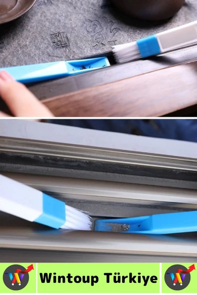 Ergonomik Elektronik Kapı Pencere Köşe Zor Nokta Çok Amaçlı MİNİ Detay Temizlik Fırçası Faraş 2 in 1 - 3