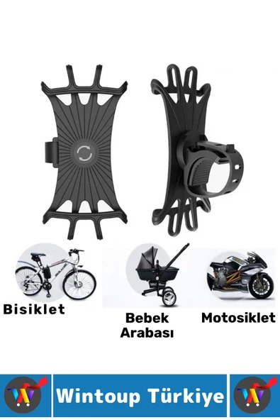 Kolay Kullanım 4-6 İnç Telefon Uyumlu Açısı Ayarlanabilir Esnek Silikon Bisiklet Telefon Tutucu - Resim 2