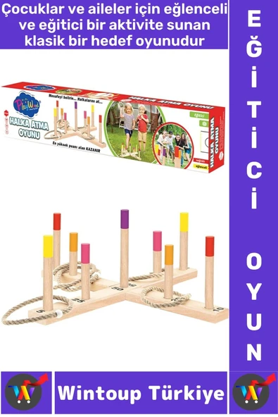 Eğlenceli El Göz Koordinasyonu Denge Odaklanma Geliştirici Aile Çocuk Eğitici AHŞAP HALKA ATMA OYUNU ürün görseli