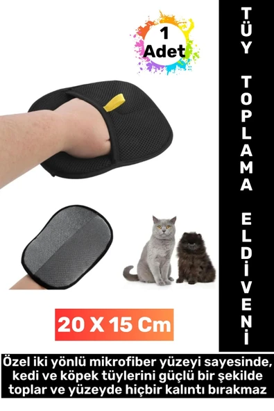Yeni Nesil Ergonomik Çift Yönlü Mikrofiber Evcil Hayvan Kedi Köpek Tüy Toplama Eldiveni 20 x 15 Cm ürün görseli