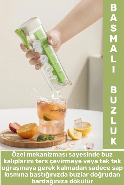 Yeni Nesil Kolay Kullanım Kokteyl Soğuk Kahve İçecek Şık Tasarım Pratik Basmalı Küp Buz Kalıbı