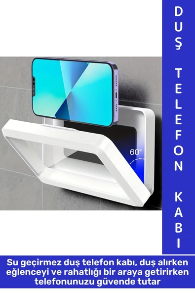 Kompakt Dayanıklı Güvenli Duvara Monte Duş Mutfak Buğu Yapmaz Su Geçirmez Pratik Telefon Kabı